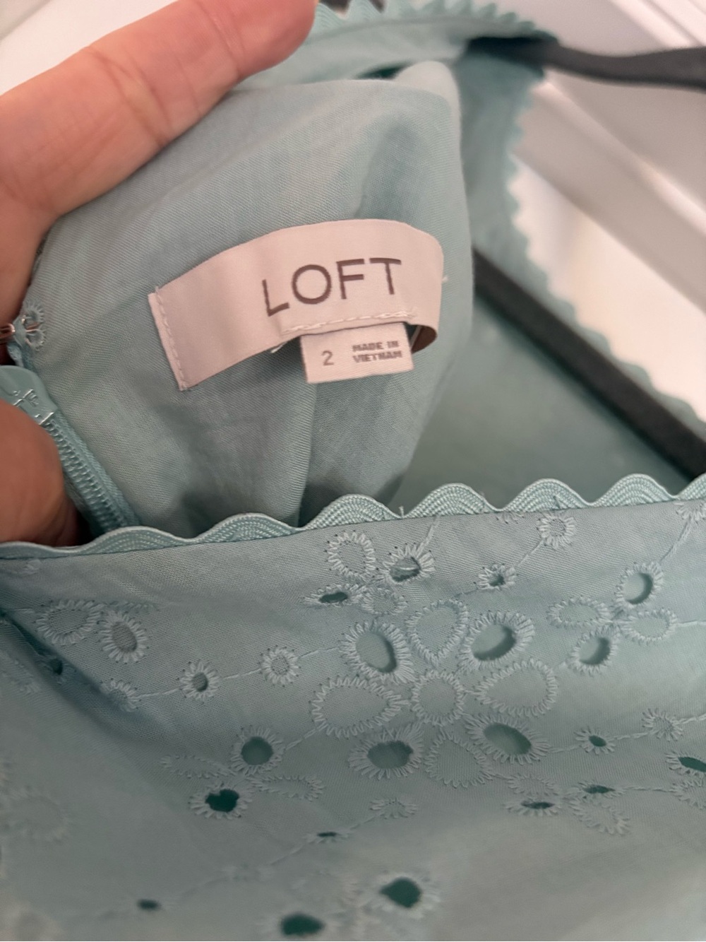 LOFT Mint Eyelet Shift Mini Dress - Picture 8 of 8